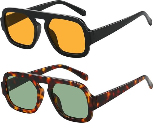 Square Aviator Sunglasses Womens - Trendy Sun Glasses for Women Men UV Protection Lightweight Comfortable Shades in Kuwait