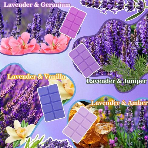 STRN Wax Melts, Lavender Scented Wax Melt for Wax Warmers, 4 Scents of Lavender & Amber, Vanilla, Juniper, Geranium, Long-Lasting Wax Cubes – 4 x 2.5oz for Home Fragrance, Spa, Office, Bedroom in Saudi Arabia