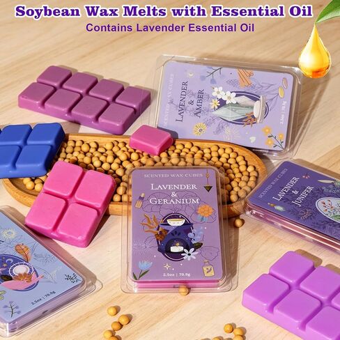 STRN Wax Melts, Lavender Scented Wax Melt for Wax Warmers, 4 Scents of Lavender & Amber, Vanilla, Juniper, Geranium, Long-Lasting Wax Cubes – 4 x 2.5oz for Home Fragrance, Spa, Office, Bedroom in Saudi Arabia
