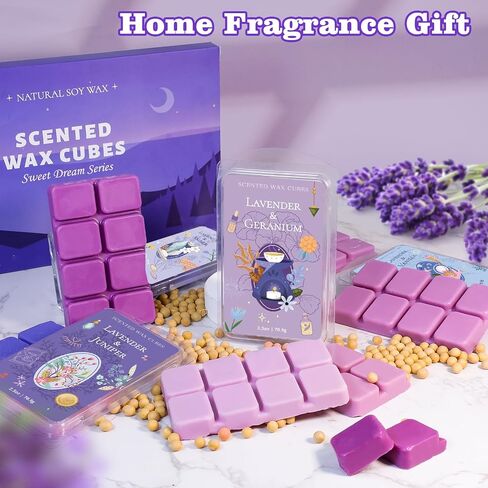 STRN Wax Melts, Lavender Scented Wax Melt for Wax Warmers, 4 Scents of Lavender & Amber, Vanilla, Juniper, Geranium, Long-Lasting Wax Cubes – 4 x 2.5oz for Home Fragrance, Spa, Office, Bedroom in Saudi Arabia