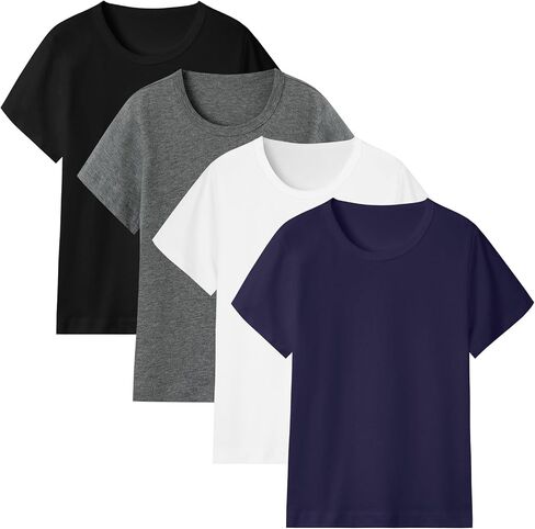 4 Pack Cotton Boys T Shirts Kids Short Sleeve Tops Summer Tee Shirts Clothes for Toddlers in Kuwait