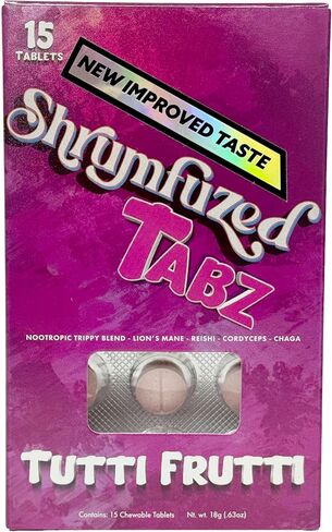 Shrumfuzed - Proprietary Nootropic Chewable Tablets - Now with New Improved Taste! - Lion's Mane, Reishi, Chaga, and Cordycep Nootropic Mushroom Blend (15pk, Blue Slushee) in Saudi Arabia