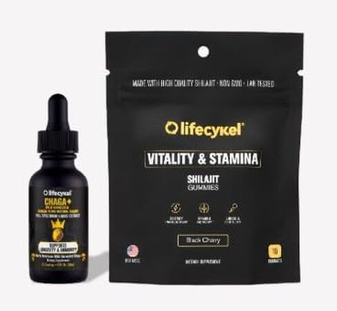 Life Cykel Mongolia Warrior Pack – Chaga Mushroom Extract Liquid 30ml + Shilajit Gummies 10 Count – Double Extract Tincture with Kakadu Plum – Natural Antioxidant and Mineral Wellness Bundle in Saudi Arabia