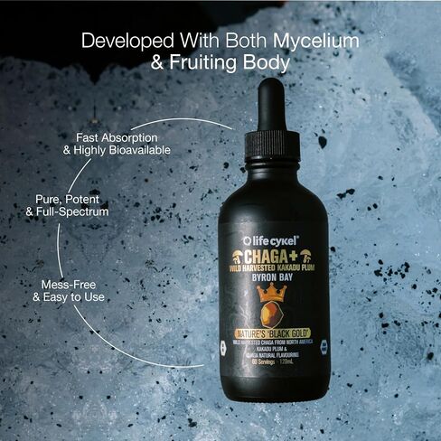 Life Cykel Mongolia Warrior Pack – Chaga Mushroom Extract Liquid 30ml + Shilajit Gummies 10 Count – Double Extract Tincture with Kakadu Plum – Natural Antioxidant and Mineral Wellness Bundle in Saudi Arabia