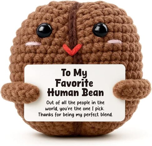 Human Bean Gifts for Girlfriend Boyfriend, Cute Romantic Anniversary Presents for Her Him, I Pick You Sentimental Keepsake, Handmade Crochet Coffee Bean Decor for Valentines Day Birthday in Saudi Arabia