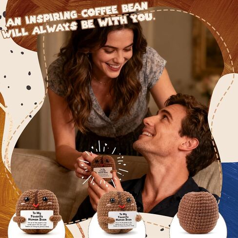 Human Bean Gifts for Girlfriend Boyfriend, Cute Romantic Anniversary Presents for Her Him, I Pick You Sentimental Keepsake, Handmade Crochet Coffee Bean Decor for Valentines Day Birthday in Saudi Arabia