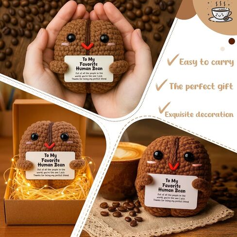 Human Bean Gifts for Girlfriend Boyfriend, Cute Romantic Anniversary Presents for Her Him, I Pick You Sentimental Keepsake, Handmade Crochet Coffee Bean Decor for Valentines Day Birthday in Saudi Arabia