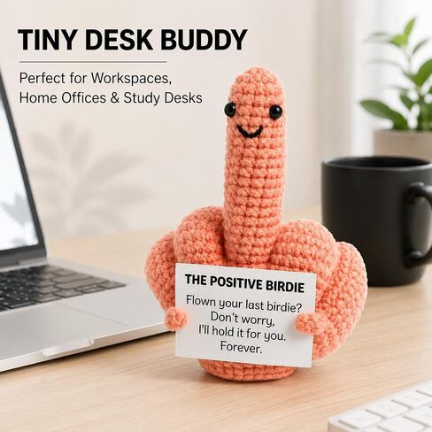 Middle Finger Crochet Doll, Funny Flip the Bird Emotional Support Gift for Adults, Sarcastic Gag Gift for Coworkers Friends, Office Desk Decor in Saudi Arabia
