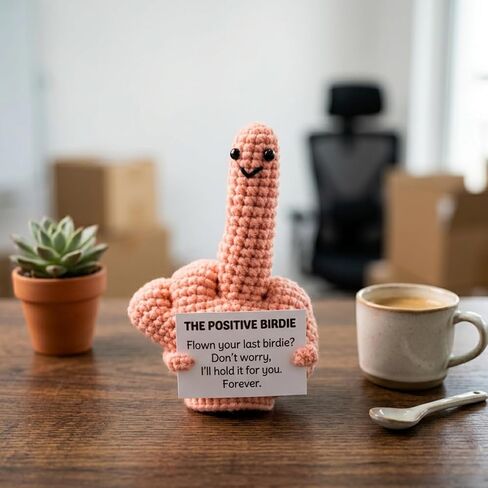 Middle Finger Crochet Doll, Funny Flip the Bird Emotional Support Gift for Adults, Sarcastic Gag Gift for Coworkers Friends, Office Desk Decor in Saudi Arabia