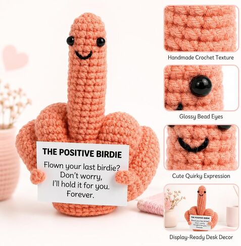 Middle Finger Crochet Doll, Funny Flip the Bird Emotional Support Gift for Adults, Sarcastic Gag Gift for Coworkers Friends, Office Desk Decor in Saudi Arabia