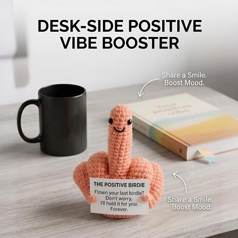 Middle Finger Crochet Doll, Funny Flip the Bird Emotional Support Gift for Adults, Sarcastic Gag Gift for Coworkers Friends, Office Desk Decor in Saudi Arabia