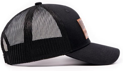 Best Dad By Par Golf Trucker Hat Faux Leather Patch American Flag Snapback Black Cap in Saudi Arabia