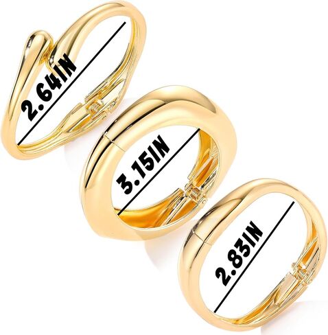 IFKM 3pcs Chunky Gold Bangle Bracelet For Women 14k Gold Plated Trendy Wide Hinged Cuff Open Bracelet Dainty Minimalist Jewelry Gifts in Kuwait