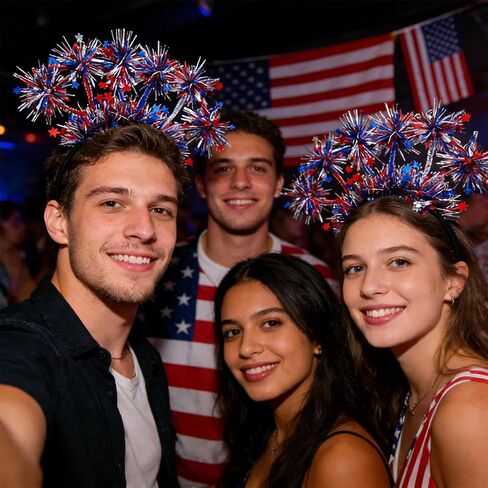 4th of July Patriotic Headband for Women Girls, Red White Blue Hair Accessories for Independence Day Celebrations in Kuwait