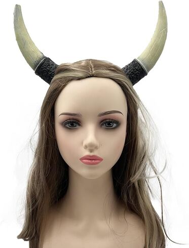 Furimuk Halloween Demon Horns Headband Devil Sheep Horns Headband Goat Horn Hairband for Halloween Christmas Dress Up Hair Accessories Adult Costume Cosplay Photo Shoot in Kuwait