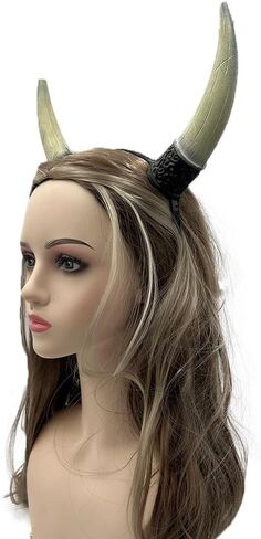Furimuk Halloween Demon Horns Headband Devil Sheep Horns Headband Goat Horn Hairband for Halloween Christmas Dress Up Hair Accessories Adult Costume Cosplay Photo Shoot in Kuwait