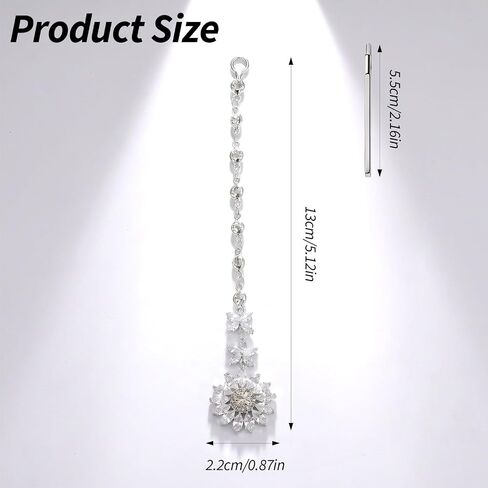 Silver Plated Maang Tikka Jewelry- Boho Indian Head Tikka Jewelry for Women- Mermaid Her Cosplay Decoration Rhinestone Flower Headpiece for Bride Wedding Headbands, Festival Head Supplies in Kuwait