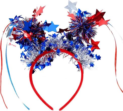 4th of July Patriotic Headband for Women Girls, Red White Blue Hair Accessories for Independence Day Celebrations in Saudi Arabia