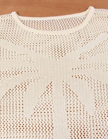 Womens Fashion 2026 Summer Bell Long Sleeve Crochet Tops Hollow Out Casual Crewneck Pullover Swimsuit Beach Coverup in Saudi Arabia