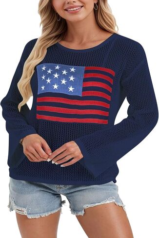 Womens Fashion 2026 Summer Bell Long Sleeve Crochet Tops Hollow Out Casual Crewneck Pullover Swimsuit Beach Coverup in Saudi Arabia