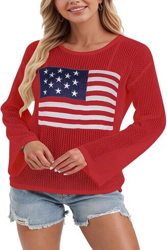 Womens Fashion 2026 Summer Bell Long Sleeve Crochet Tops Hollow Out Casual Crewneck Pullover Swimsuit Beach Coverup in Saudi Arabia