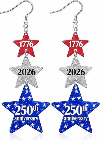 250 Anniversary USA Earrings 4th of July Patriotic Earrings for Women America 250th Anniversary Merchandise Accessories American Gifts in Kuwait