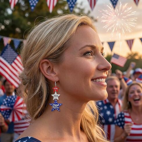 250 Anniversary USA Earrings 4th of July Patriotic Earrings for Women America 250th Anniversary Merchandise Accessories American Gifts in Kuwait