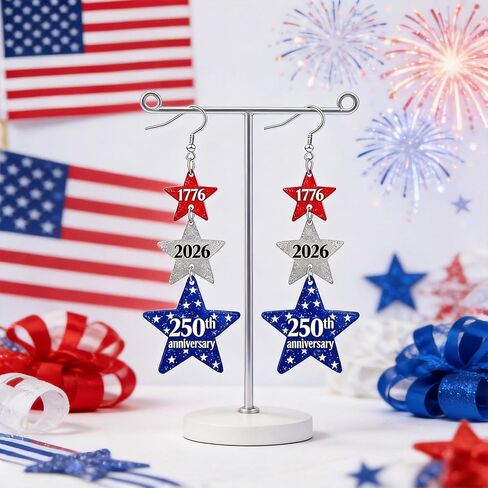250 Anniversary USA Earrings 4th of July Patriotic Earrings for Women America 250th Anniversary Merchandise Accessories American Gifts in Kuwait