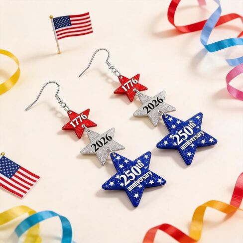 250 Anniversary USA Earrings 4th of July Patriotic Earrings for Women America 250th Anniversary Merchandise Accessories American Gifts in Kuwait
