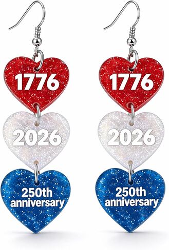 250 Anniversary USA Earrings 4th of July Patriotic Earrings for Women America 250th Anniversary Merchandise Accessories American Gifts in Kuwait