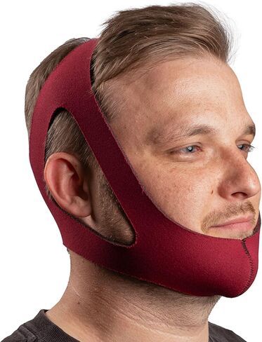 LIFESOURCE - Made in USA Quality - Anti Snore Chin Strap for CPAP Users, Hook-Free Non-Adjustable Design, Ruby, Breathable & Latex-Free, Comfortable Sleep Support, Sizes S/M/L in Saudi Arabia