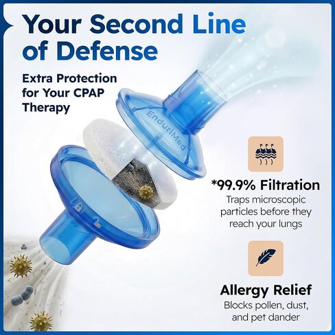 Inline Air Hose Filter Kit for CPAP Tubing – Replaceable Filters with 5 Reusable Housings (20 Uses) – Compatible with AirSense 10/11, DreamStation & Standard 22mm Connections in Saudi Arabia