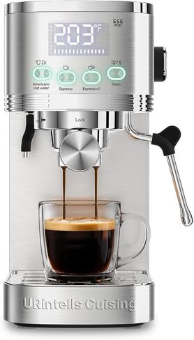 Espresso Machine, 20 Bar LED Display Espresso Maker with Steam Milk Frother for Americano Cappuccino Latte, Espresso Coffee Machines with ESE Pod Filter, Gift for Dad Mom in Saudi Arabia
