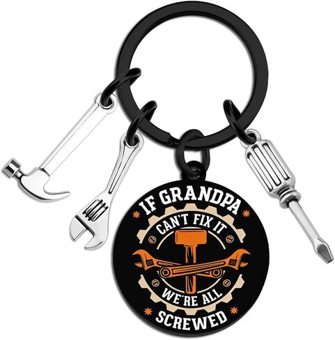 Funny Fathers Day Birthday Gifts for Grandpa Mechanic Handyman Keychain Cool Grandfather Father’s Day Birthday Gift Ideas Key Chain If Grandpa Can't Fix It We're All Screwed Keychain Accesories in Saudi Arabia