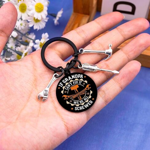 Funny Fathers Day Birthday Gifts for Grandpa Mechanic Handyman Keychain Cool Grandfather Father’s Day Birthday Gift Ideas Key Chain If Grandpa Can't Fix It We're All Screwed Keychain Accesories in Saudi Arabia