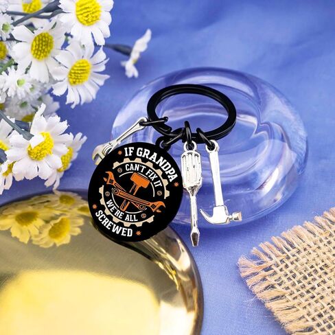 Funny Fathers Day Birthday Gifts for Grandpa Mechanic Handyman Keychain Cool Grandfather Father’s Day Birthday Gift Ideas Key Chain If Grandpa Can't Fix It We're All Screwed Keychain Accesories in Saudi Arabia