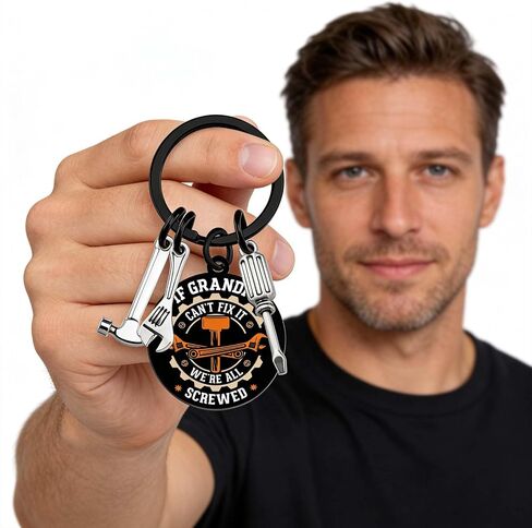 Funny Fathers Day Birthday Gifts for Grandpa Mechanic Handyman Keychain Cool Grandfather Father’s Day Birthday Gift Ideas Key Chain If Grandpa Can't Fix It We're All Screwed Keychain Accesories in Saudi Arabia
