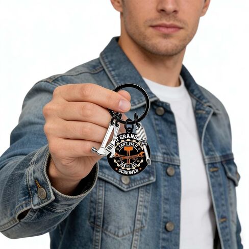 Funny Fathers Day Birthday Gifts for Grandpa Mechanic Handyman Keychain Cool Grandfather Father’s Day Birthday Gift Ideas Key Chain If Grandpa Can't Fix It We're All Screwed Keychain Accesories in Saudi Arabia