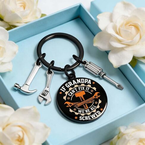 Funny Fathers Day Birthday Gifts for Grandpa Mechanic Handyman Keychain Cool Grandfather Father’s Day Birthday Gift Ideas Key Chain If Grandpa Can't Fix It We're All Screwed Keychain Accesories in Saudi Arabia
