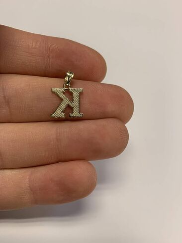 10k Real Solid Gold Two Tone Initial Pendant with Diamond Cut Finish, Available in Different Letters Personalized Letter Jewelry Gifts for Her (K) in Kuwait