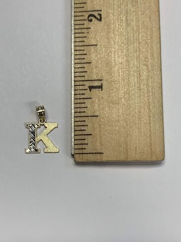10k Real Solid Gold Two Tone Initial Pendant with Diamond Cut Finish, Available in Different Letters Personalized Letter Jewelry Gifts for Her (K) in Kuwait