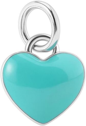 Sterling Silver Turquoise Double-Sided Glazed Puffy Heart Pendant Charm in Saudi Arabia