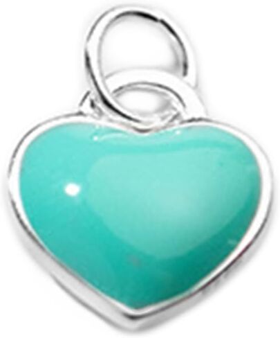 Sterling Silver Turquoise Double-Sided Glazed Puffy Heart Pendant Charm in Saudi Arabia