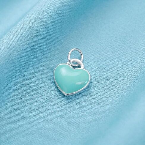 Sterling Silver Turquoise Double-Sided Glazed Puffy Heart Pendant Charm in Saudi Arabia