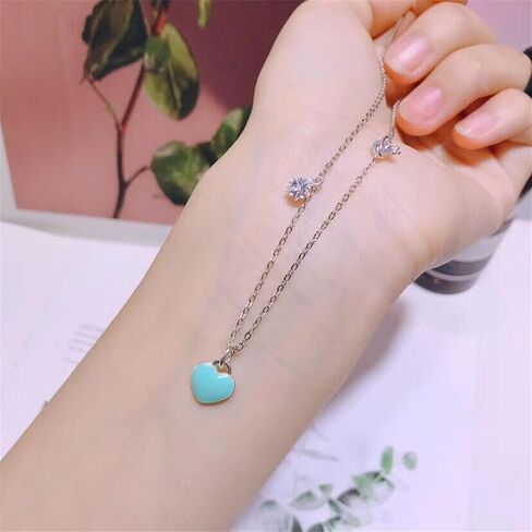 Sterling Silver Turquoise Double-Sided Glazed Puffy Heart Pendant Charm in Saudi Arabia