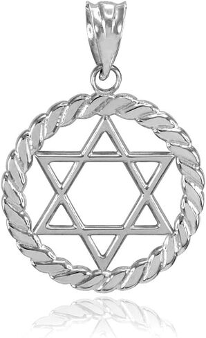 925 Sterling Silver Jewish Star of David in Circle Rope Pendant in Saudi Arabia