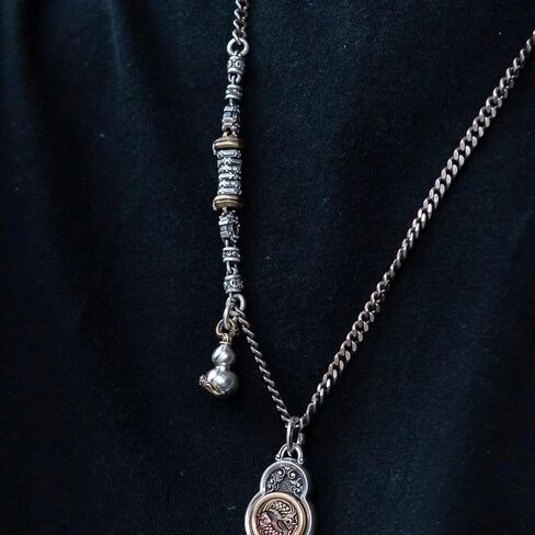 COPPERTIST.WU سحر القرع الصغير فنغ شوي تميمة قلادة مجوهرات مصنوعة يدويًا هدية للنساء والرجال، الثور. الفضة والنحاس (سحر فقط) in Kuwait