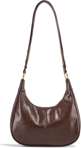 Soft Shoulder Bag for Women, Retro Crescent Shape Handbag Small Crossbody Hobo Purse in Saudi Arabia