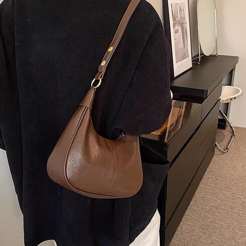 Soft Shoulder Bag for Women, Retro Crescent Shape Handbag Small Crossbody Hobo Purse in Saudi Arabia