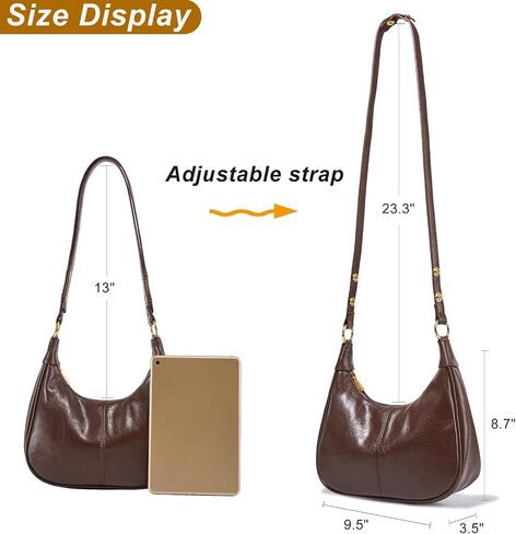 Soft Shoulder Bag for Women, Retro Crescent Shape Handbag Small Crossbody Hobo Purse in Saudi Arabia